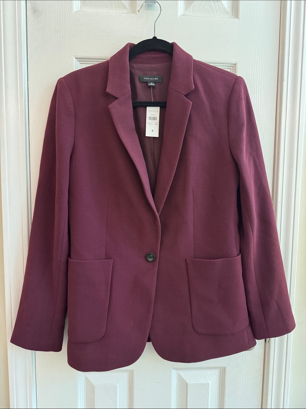 ANN TAYLOR Single Button Blazer Burgundy Size 8 NWT